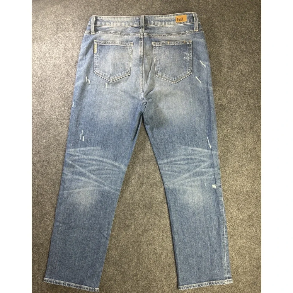 PAIGE Noella Distressed Straight Leg Jeans Women's Size 28 Premium Denim.   B2
